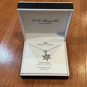 Macy's Sterling Silver Necklace with Blue Topaz
